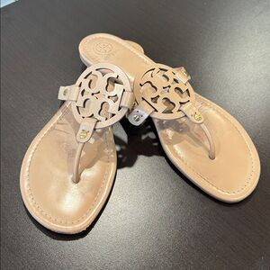 Tory Burch Miller Sandals Natural Cream Size 12